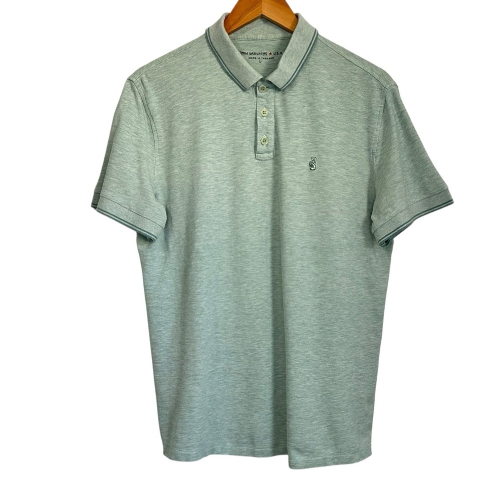 John Varvatos Star USA Mens Polo Shirt Sz Large Green Short Sleeve